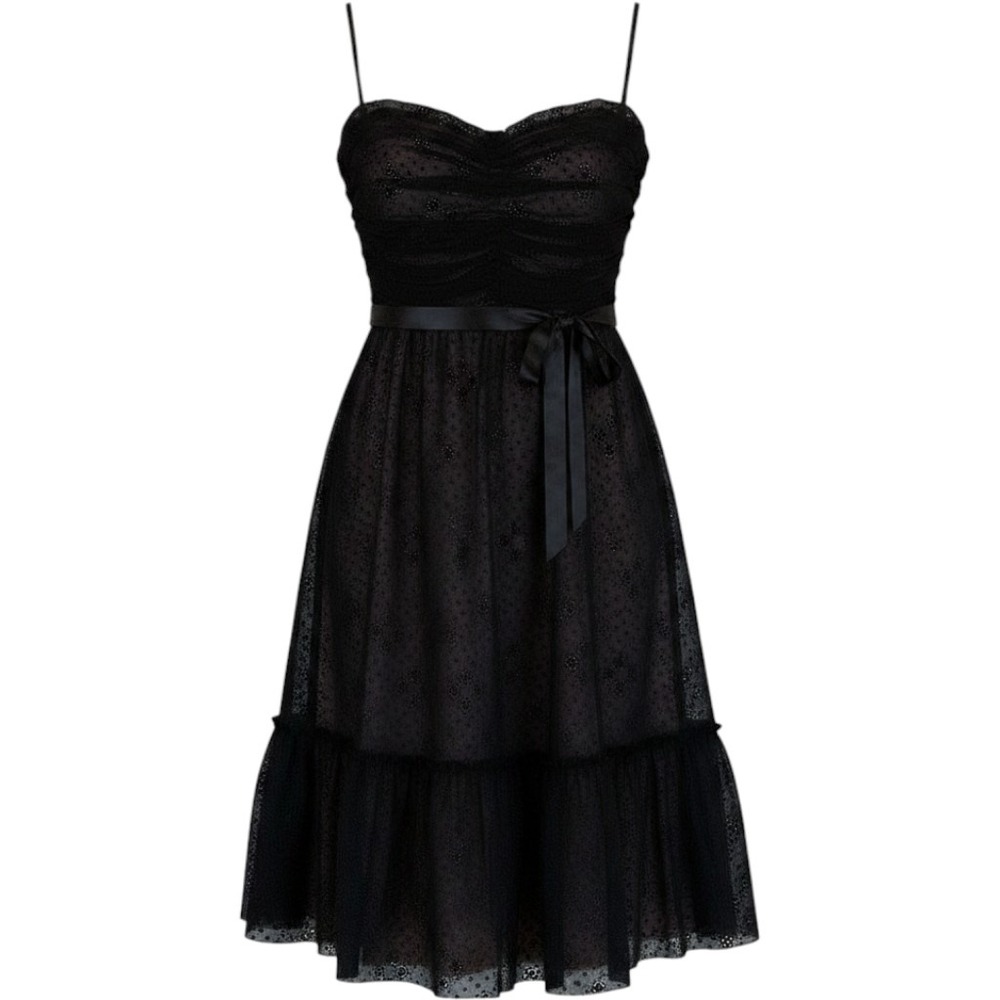 BCBGMaxazria Womens Strapless Black Lace Midi Dress Size M Special Event Girly